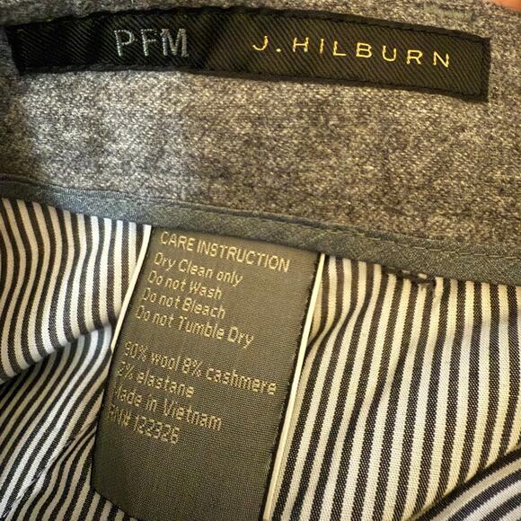 J. Hilburn PFM Performance Wool & Cashmere Blend Dress Pants, Gray, Size 37 x 30 - Picture 5 of 7